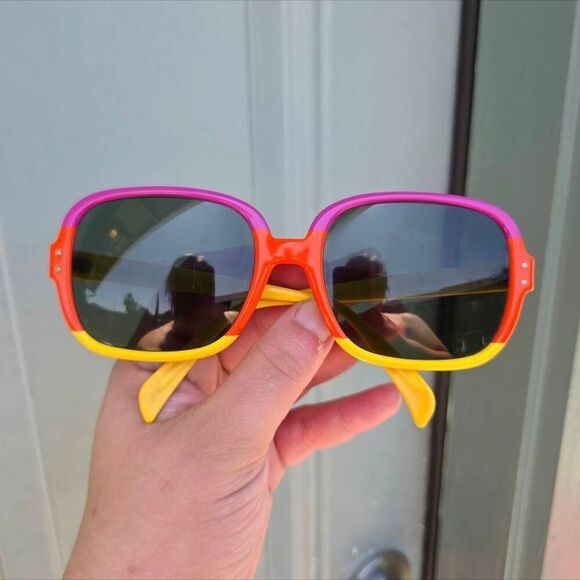 70s Ray-Ban B&L Chandra Rare Neon Tricolor Colorblock Round G-15 Sunglasses. - Picture 1 of 9